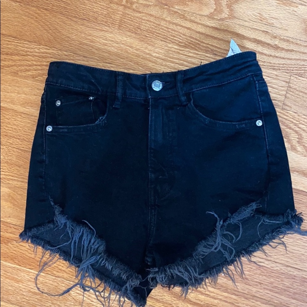 Zara high waisted black denim shorts brand new
